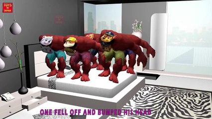 5 Little PAW PATROL RED HULK Jumping On The Bed & MORE | Nursery Rhymes In 3D Animation