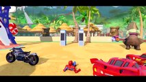 Disney Cars Pixar Lightning McQueen with Spiderman & Hulk   Finger Family Song & Frozen Elsa in Jail