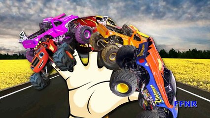 下载视频: Finger Family Children Nursery Rhymes Monster Trucks Toys | Spiderman Cartoons Finger Family Rhymes