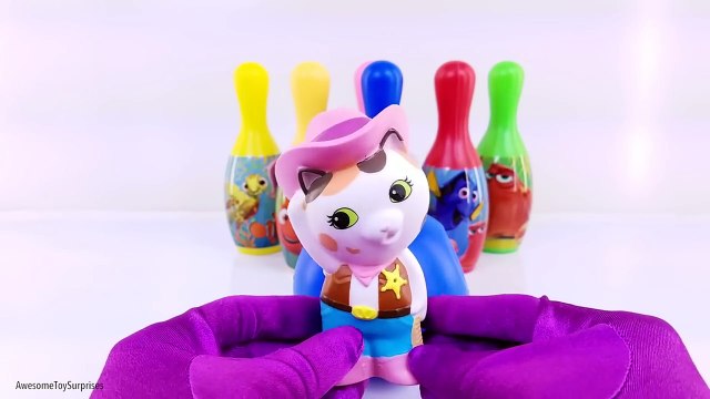 Finding Dory Bowling Game Toy Surprises Pretend Play Stop Motion with Sheriff Callie Doc McStuffins