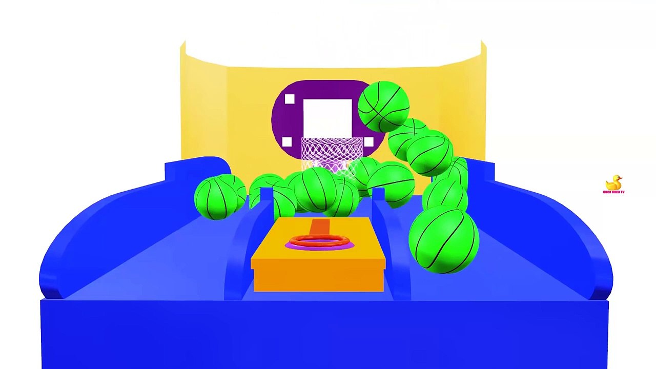 Learn Colors With Fun Cartoon Basket Ball Game 3D | Teach Colours | Duck Duck Tv Colors for Kids