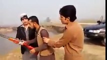 Gun Shot on 12 Bore Rifle for the First Time || Funny Pashto Video by Pathan Boys