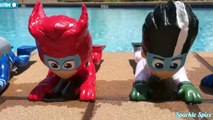 Learn Colors PJ MASKS Disney Jr. Gekko, Owlette, Catboy, Romeo Playdoh Toy Surprises Water