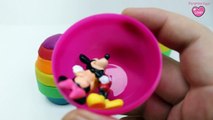 5 Rainbow Play Doh Surprise Eggs Mickey Mouse Olaf Spongebob Minions Surprise Toys