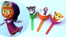 Play Doh Lollipop Clay Talking Tom Talking Angela Masha and The Bear Toys Learn Colors in English