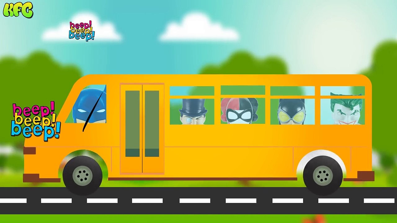 BATMAN Wheels On The Bus Song With Cat Women Joker And Friends Nursery Rhymes