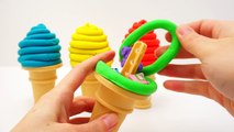 Learn Colors with Play-Doh Ice Cream Cones Surprise Toys Smurfs Hello Kitty Frozen Shopkins