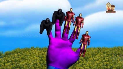 Finger family nursery 3d English rhymes | Iron Man Vs Gorilla | Kids Song