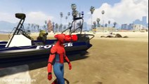 PLANES AND POLICE BOAT WATER PARTY WITH SPIDERMAN HULK IN FUNNY SUPERHEROES CARTOON NURSERY RHYMES