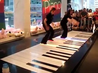 Playing a giant piano, their performance does scream