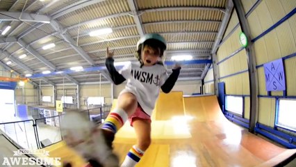 6 year old skateboarder Sky - the next Tony Hawk!  PEOPLE ARE AWESOME 2016 HD