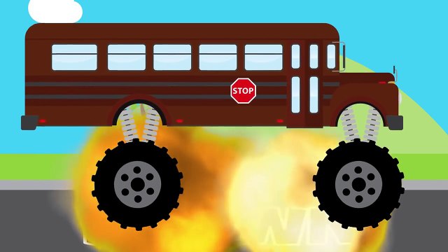 Monster Truck School Buses - Colours & Crushing Words - Animated Surprise Eggs for Learning Colors