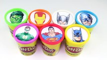 Learn Colors with Superheroes PlayDoh Surprise Cups Spiderman Batman Superman Iron Man Hulk & Thor