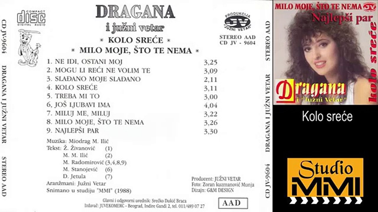 Dragana Mirkovic i Juzni Vetar - Kolo srece (Audio 1988)