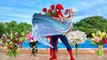 Spiderman and Hulk blow gum Frozen Elsa distorting mirror Finger Family Nursery Rhymes Lyrics