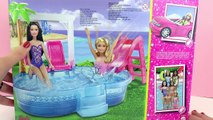 Barbie Glam Pool | Cool Swimming Pool with Slide, Beach chairs and Cocktails