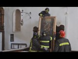 Cerreto di Spoleto (PG) - Terremoto, recupero beni artistici da chiesa di Costantinopoli (28.11.16)