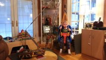 This homemade crane lifting a 3-year-old is the definition of DIY engineering