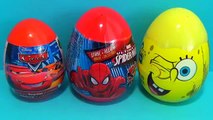 Disney PIXAR Cars surprise egg MARVEL Spider Man surprise egg Nickelodeon SpongeBob surprise egg