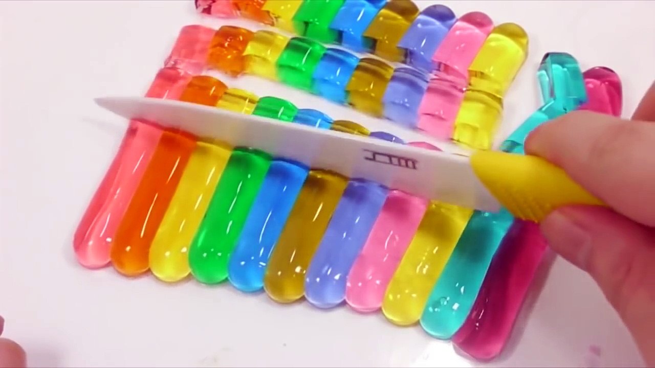 How to make DIY Soft Stick Jelly Gummy Pudding Slime Learn Colors Toy Surprise Eggs