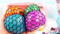 Squishy Mesh Balls Learn Colors with Slime and Microwave Toy Kitchen Appliance