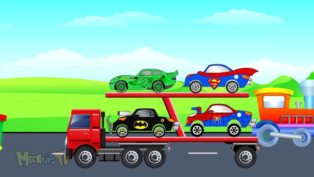Auto Transport Truck - SuperHeroes Cars - Cars For Kids