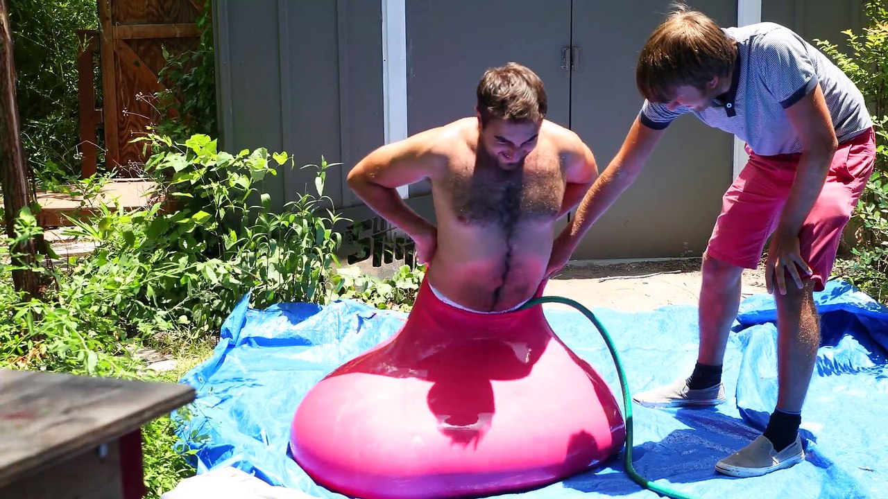 6ft Man in 6ft Giant Water Balloon - 4K - The Slow Mo Guys
