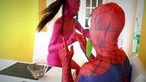 Spiderman & Pink Spidergirl Gets a Gummy Joker Tongue! Superhero Fun in Real Life :)