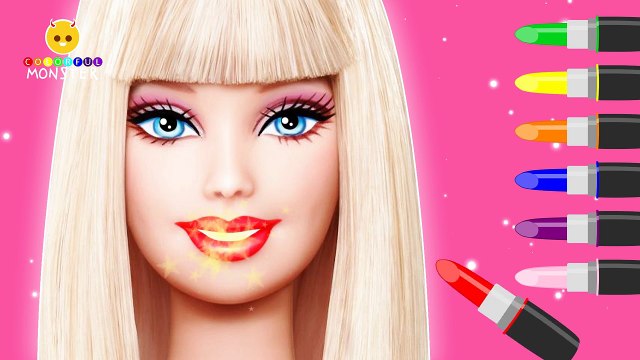 Learn Colors with Barbie Makeup Lipstick - Colours for Kids Children Toddlers Baby Fun Play Videos