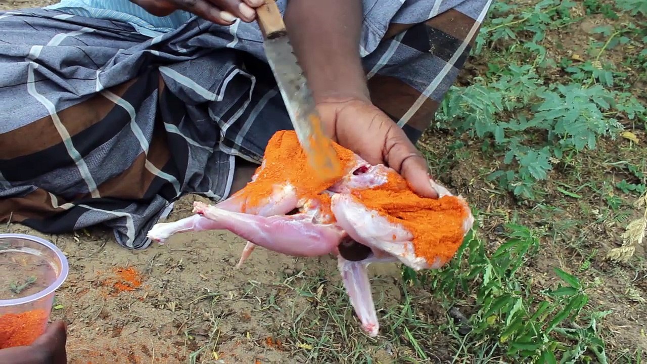 Chicken Fry On A Open fire Different Way in village