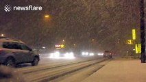 Heavy snow falling in Flagstaff, AZ