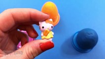Learn Colours Hello Kitty Mario Surprise Toys Play Doh Surprise Eggs!
