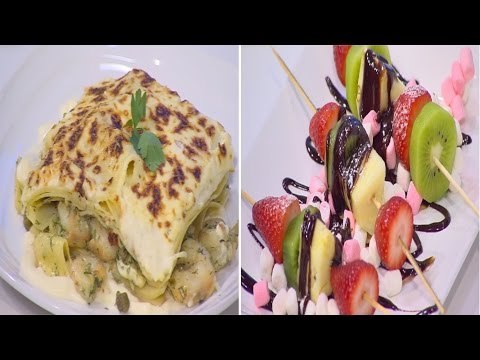 لازانيا سي فود - ستيكس الفواكه بصوص الشيكولاتة | شبكة و صنارة حلقة كاملة