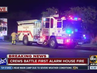 Crews battle first-alarm fire in Mesa