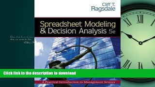 READ THE NEW BOOK Spreadsheet Modeling and Decision Analysis (with CD-ROM and Microsoft Project