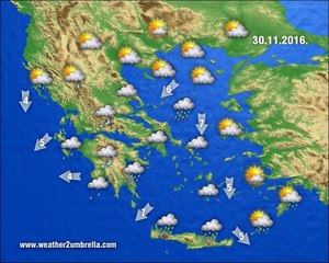Η πρόγνωση του καιρού για την Τετάρτη  30-11-2016