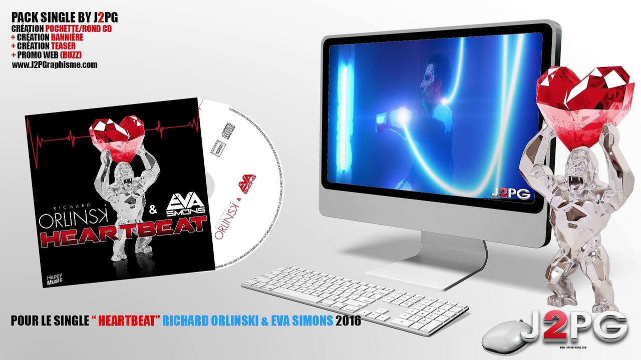 Single - Heartbeat - Richard Orlinski & Eva Simons (Design - Promoweb by J2PG)