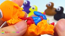 Play & Learn Colours with Play Dough Ducks Surprise Toys Disney Cars Frozen Minions Spider Man