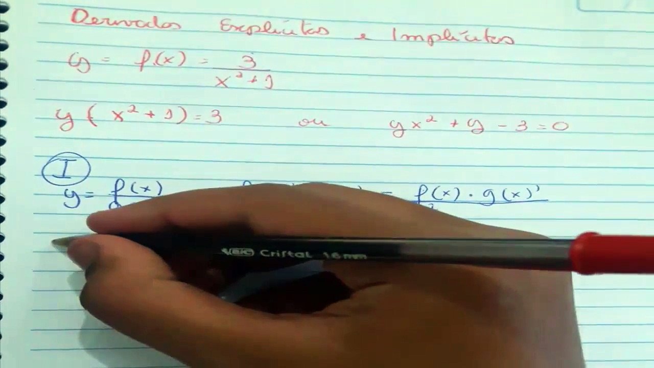 CALCULO I - DERIVADA EXPLICITA E IMPLÍCITA [EXEMPLO]