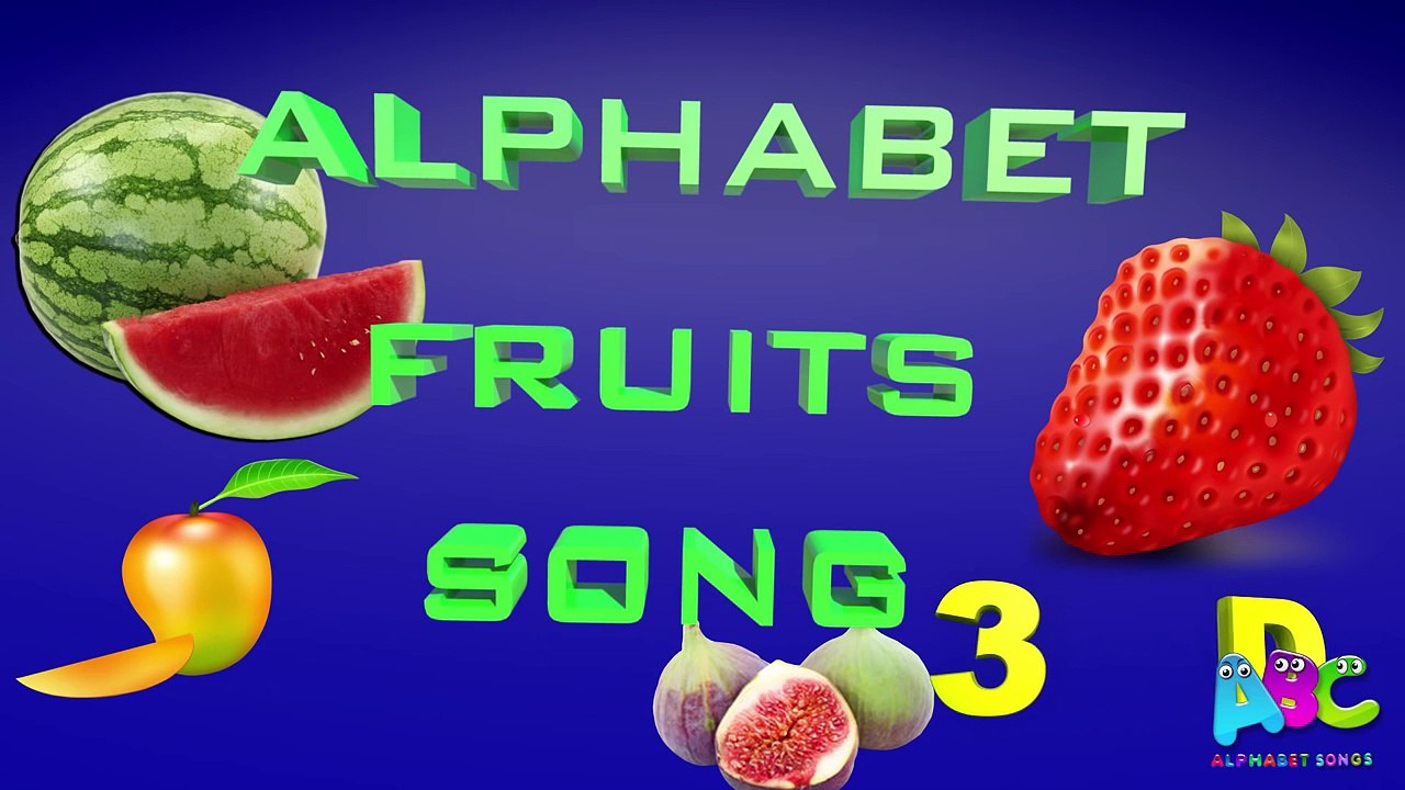 A is for Apple Alphabet song Fruit Phonics Songs 3D Animated