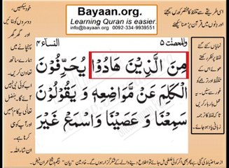 Quran in urdu Surah AL Nissa 004 Ayat 046A Learn Quran translation in Urdu Easy Quran Learning