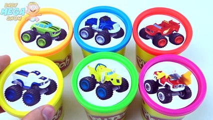 Monster Truck Surprise Toys Collection Play Doh Clay Cups Rainbow Learn Colours in English for Kids