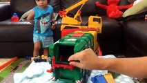 Toy Trucks - BRUDER Garbage Truck for Kids: Sanitation Truck Lego Mess Unboxing Family Toy Review