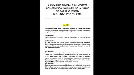 ASSEMBLÉE GÉNÉRALE DU COMITÉ COS SAINT QUENTIN 2015 introduction