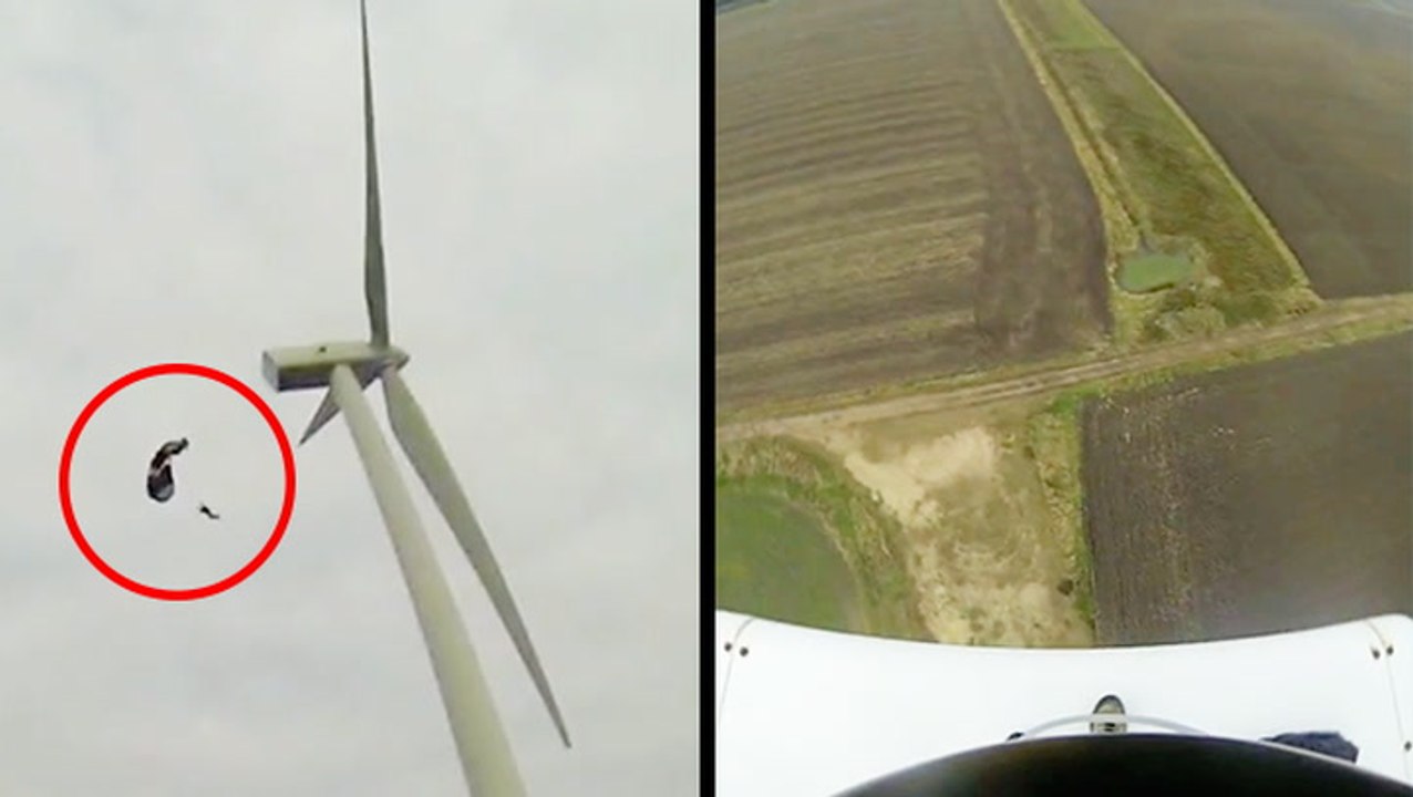 BASE Jumping From Wind Turbines Looks Like A Breeze