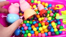 Learn Colors Peppa Pig Bath Time With Bubble Gum Ball For Kid Coloring Book