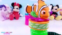 Learn Colors Clay Slime Baby Bottle Toy Surprises Nemo Elsa Minnie Cinderella Kids Learning Video