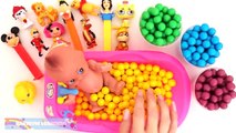 Learn Colors & Counting Baby Doll Bath Time Playing with Pez Candy & Surprise Toys RainbowLearning