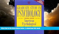 Buy American Psychological Association Graduate Study in Psychology 1998-1999: With 1999 Addendum