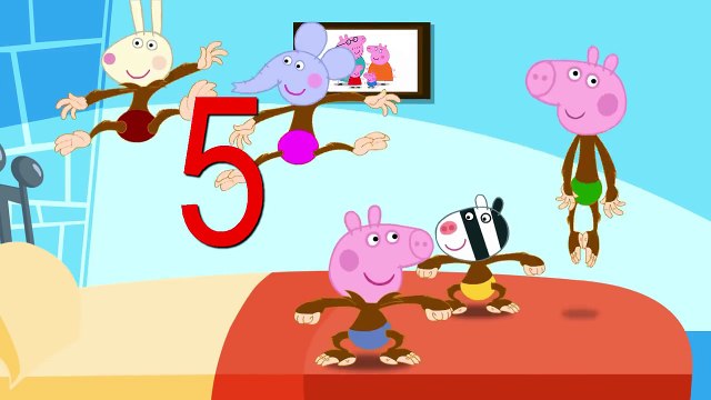 5 PEPPA PIG Little monkeys jumping on the bed - Five Little Peppa Pig Jumping on the bed